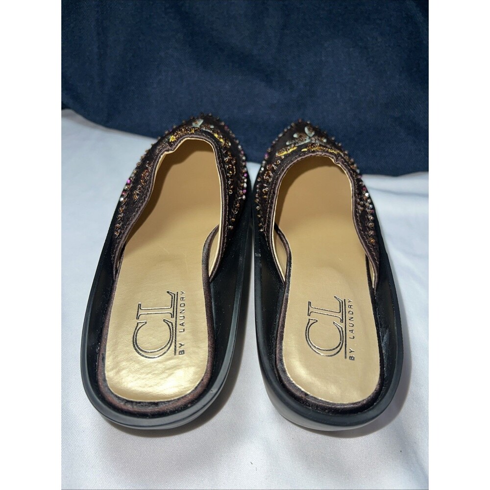 CL By Laundry Beautifully Beaded Wedge Y2k Brown Mule Size‎ 6m Treva - Picture 5 of 9